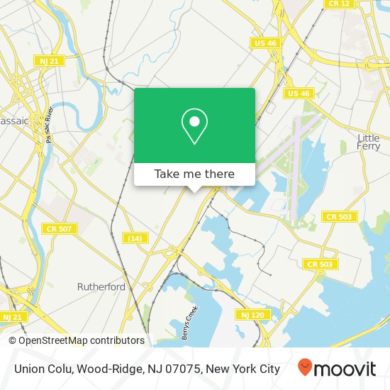 Mapa de Union Colu, Wood-Ridge, NJ 07075