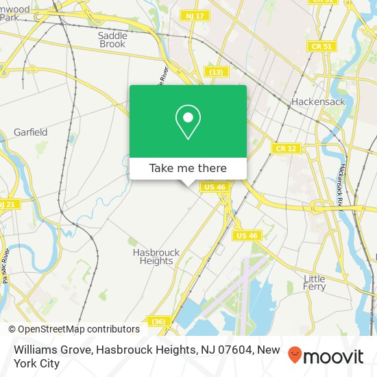 Mapa de Williams Grove, Hasbrouck Heights, NJ 07604