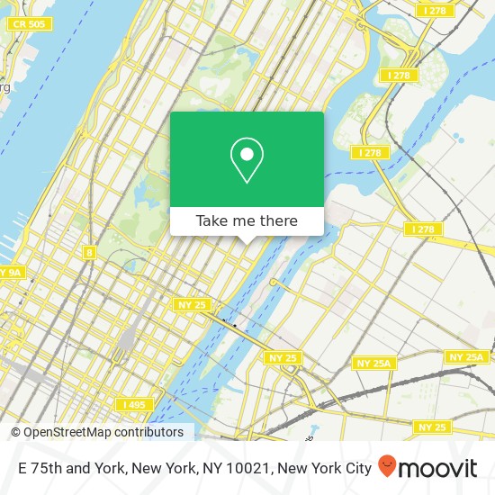 Mapa de E 75th and York, New York, NY 10021