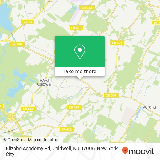 Mapa de Elizabe Academy Rd, Caldwell, NJ 07006