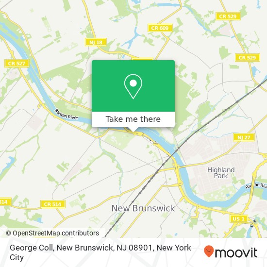 Mapa de George Coll, New Brunswick, NJ 08901