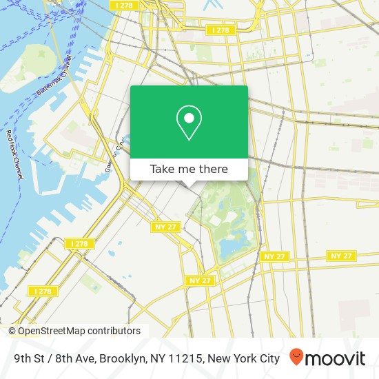 Mapa de 9th St / 8th Ave, Brooklyn, NY 11215