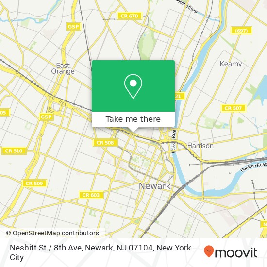 Mapa de Nesbitt St / 8th Ave, Newark, NJ 07104
