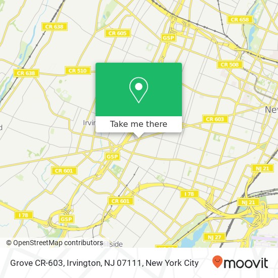 Mapa de Grove CR-603, Irvington, NJ 07111