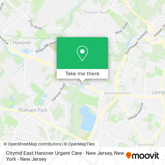 Mapa de Citymd East Hanover Urgent Care - New Jersey