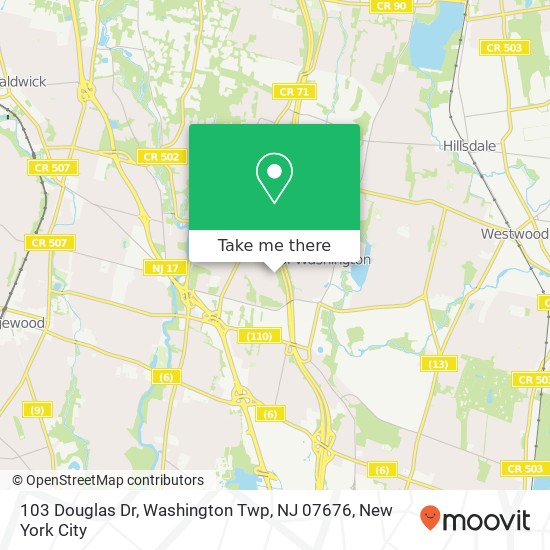 Mapa de 103 Douglas Dr, Washington Twp, NJ 07676