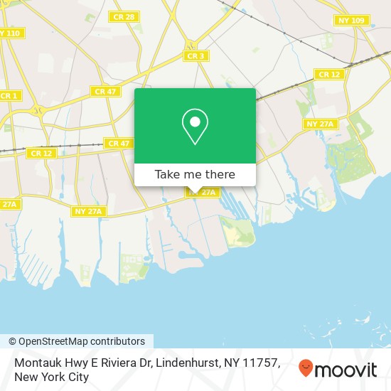 Montauk Hwy E Riviera Dr, Lindenhurst, NY 11757 map