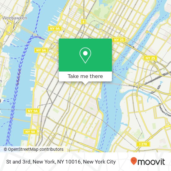 Mapa de St and 3rd, New York, NY 10016