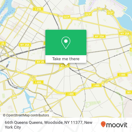 Mapa de 66th Queens Queens, Woodside, NY 11377