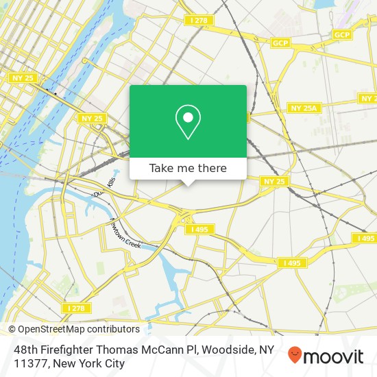 Mapa de 48th Firefighter Thomas McCann Pl, Woodside, NY 11377