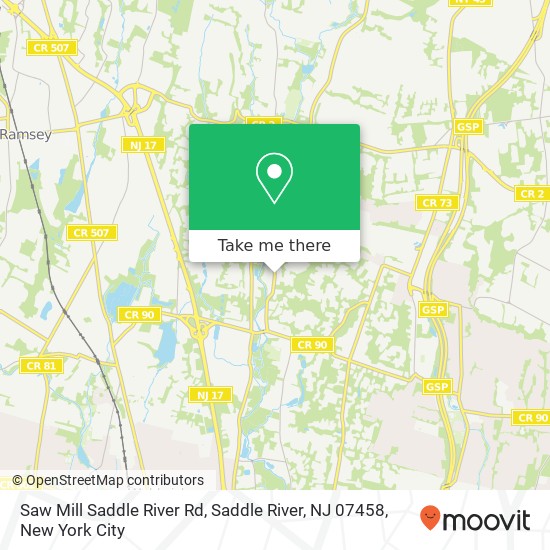 Mapa de Saw Mill Saddle River Rd, Saddle River, NJ 07458