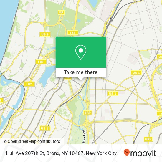 Mapa de Hull Ave 207th St, Bronx, NY 10467