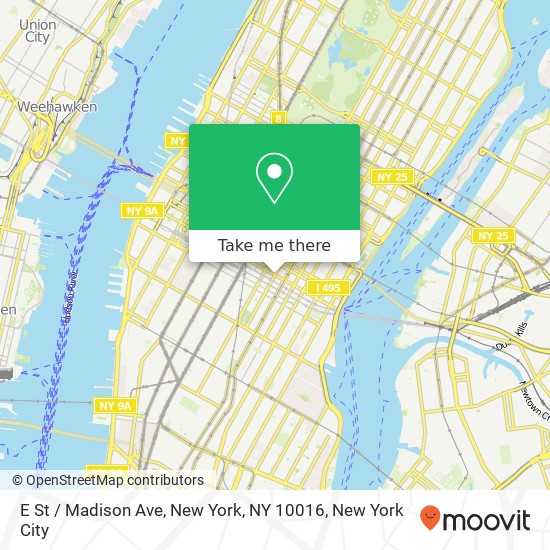 E St / Madison Ave, New York, NY 10016 map