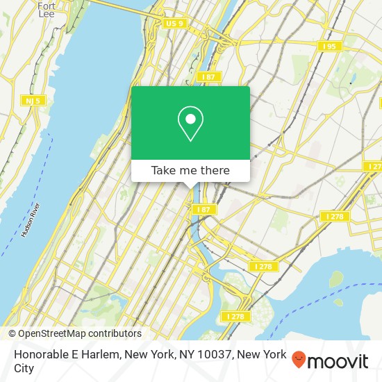 Mapa de Honorable E Harlem, New York, NY 10037