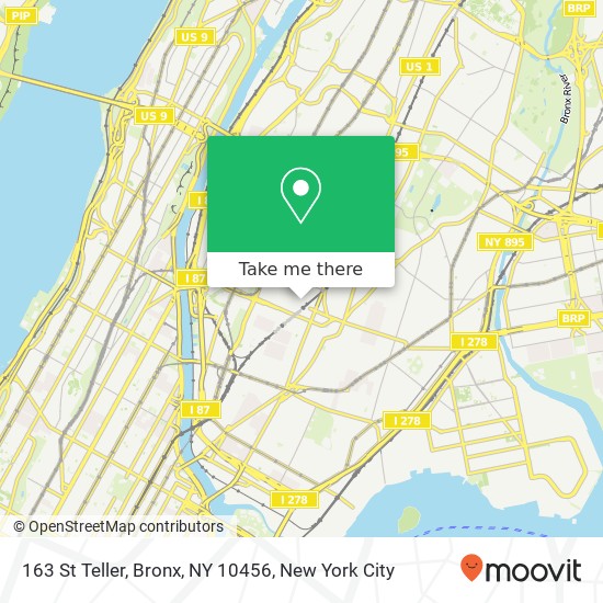 Mapa de 163 St Teller, Bronx, NY 10456