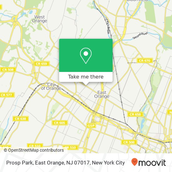 Mapa de Prosp Park, East Orange, NJ 07017