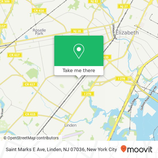 Mapa de Saint Marks E Ave, Linden, NJ 07036