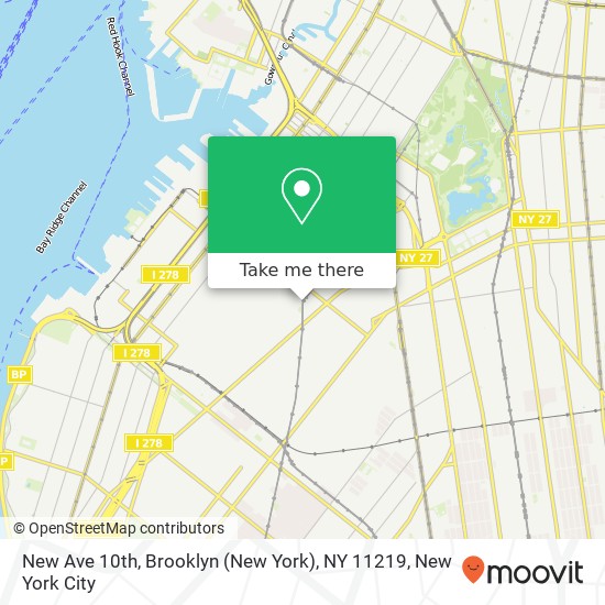 Mapa de New Ave 10th, Brooklyn (New York), NY 11219
