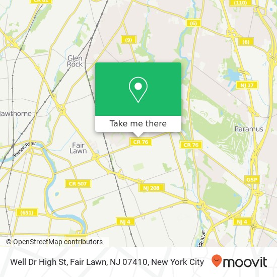 Mapa de Well Dr High St, Fair Lawn, NJ 07410