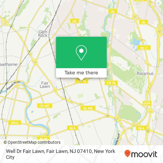 Mapa de Well Dr Fair Lawn, Fair Lawn, NJ 07410