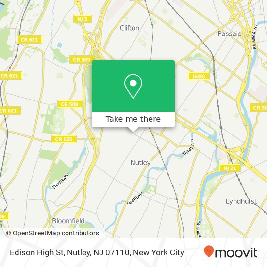 Mapa de Edison High St, Nutley, NJ 07110
