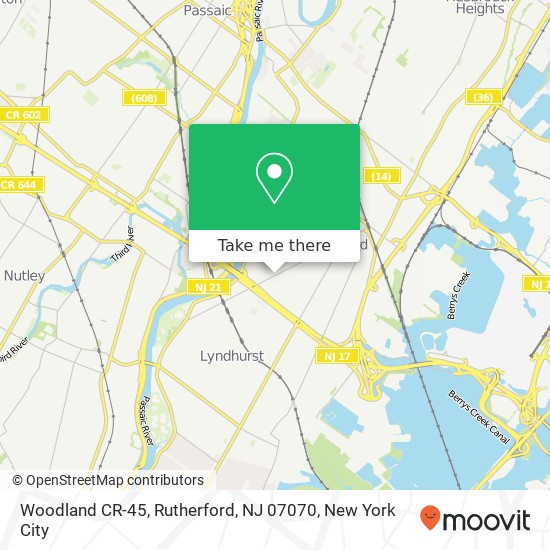 Mapa de Woodland CR-45, Rutherford, NJ 07070