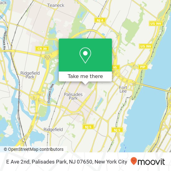 Mapa de E Ave 2nd, Palisades Park, NJ 07650