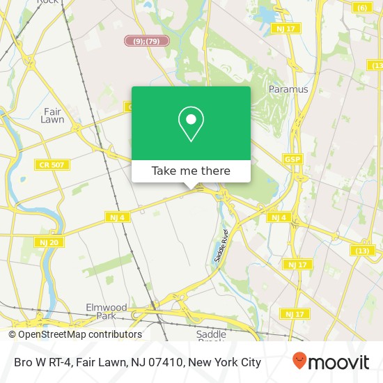 Mapa de Bro W RT-4, Fair Lawn, NJ 07410