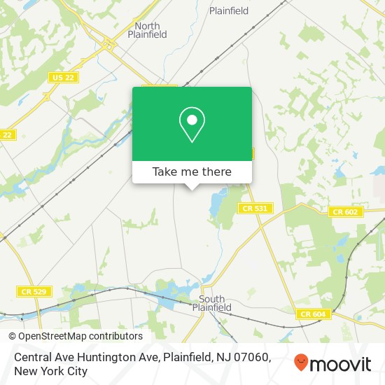 Mapa de Central Ave Huntington Ave, Plainfield, NJ 07060