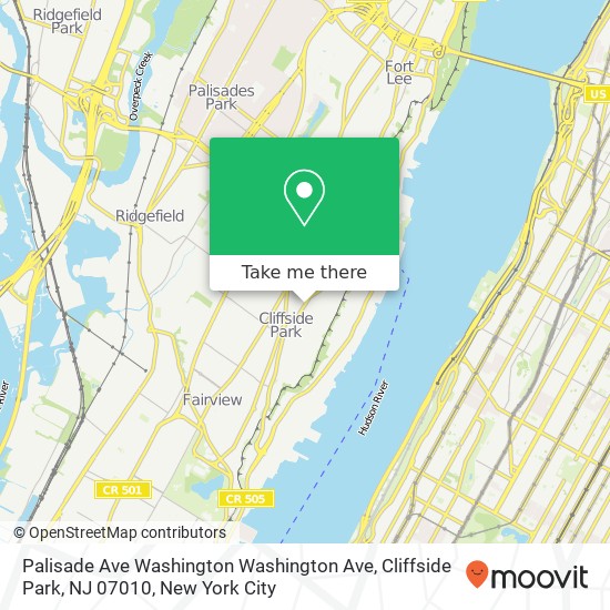 Palisade Ave Washington Washington Ave, Cliffside Park, NJ 07010 map