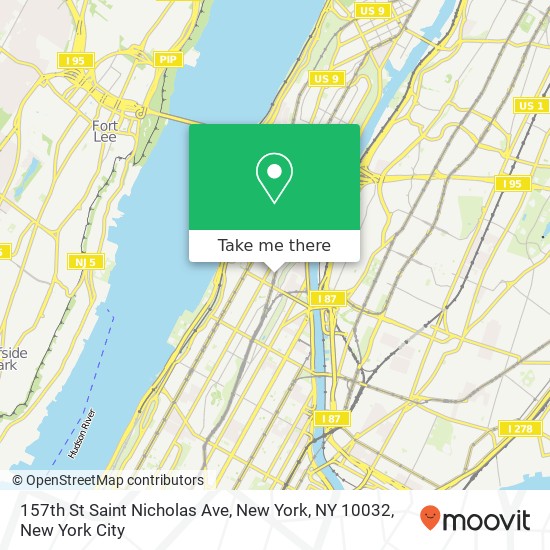 157th St Saint Nicholas Ave, New York, NY 10032 map