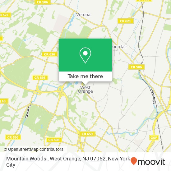 Mapa de Mountain Woodsi, West Orange, NJ 07052