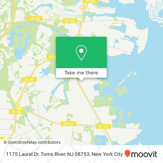 Mapa de 1175 Laurel Dr, Toms River, NJ 08753