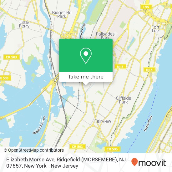 Mapa de Elizabeth Morse Ave, Ridgefield (MORSEMERE), NJ 07657