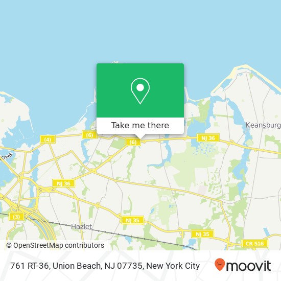 Mapa de 761 RT-36, Union Beach, NJ 07735