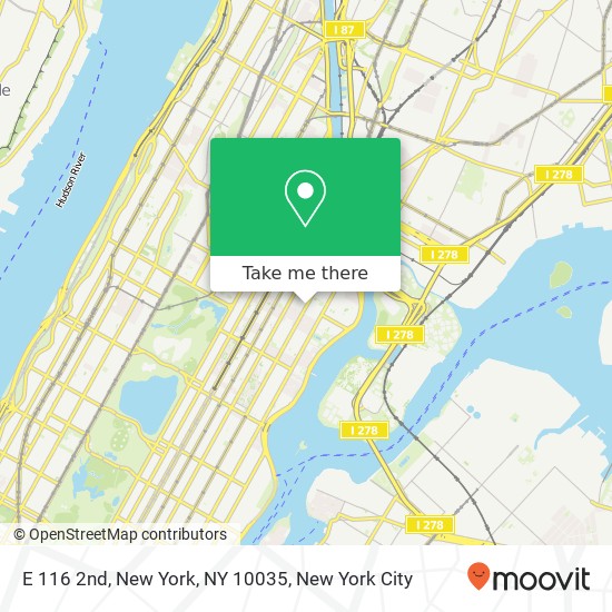 Mapa de E 116 2nd, New York, NY 10035