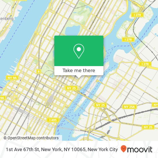 Mapa de 1st Ave 67th St, New York, NY 10065