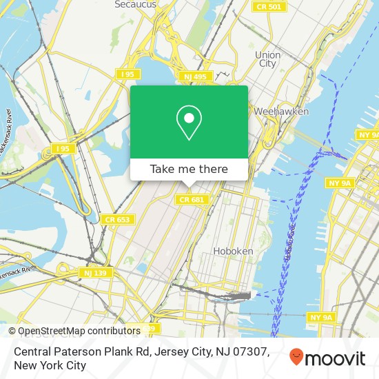 Mapa de Central Paterson Plank Rd, Jersey City, NJ 07307