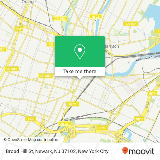 Mapa de Broad Hill St, Newark, NJ 07102