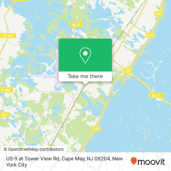 Mapa de US-9 at Tower View Rd, Cape May, NJ 08204