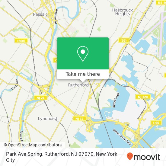 Mapa de Park Ave Spring, Rutherford, NJ 07070
