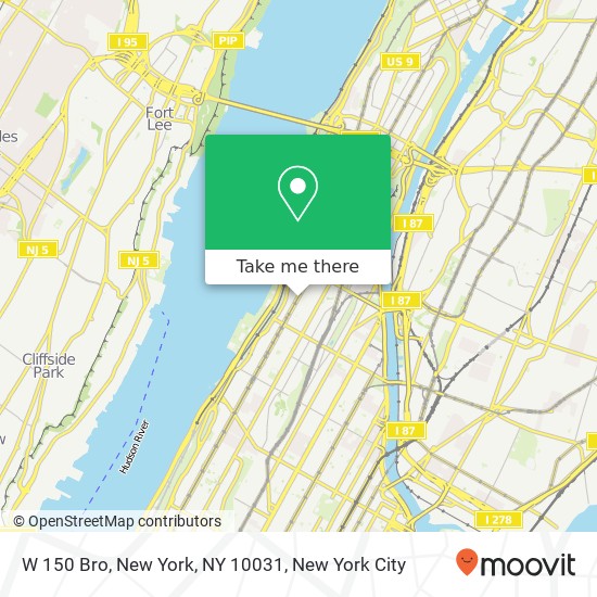 Mapa de W 150 Bro, New York, NY 10031