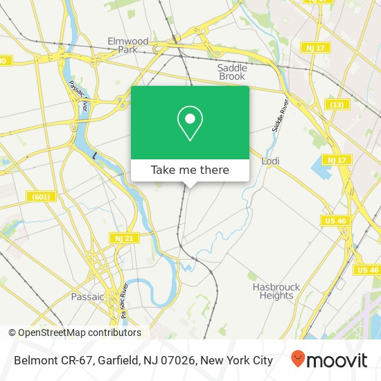 Belmont CR-67, Garfield, NJ 07026 map
