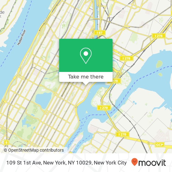 109 St 1st Ave, New York, NY 10029 map