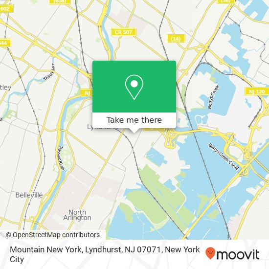 Mapa de Mountain New York, Lyndhurst, NJ 07071