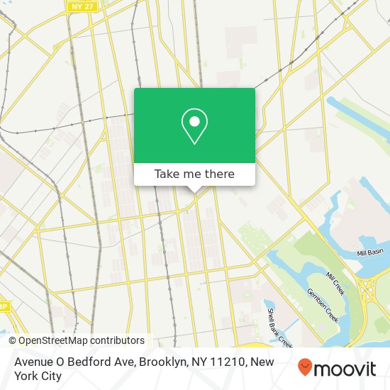 Mapa de Avenue O Bedford Ave, Brooklyn, NY 11210