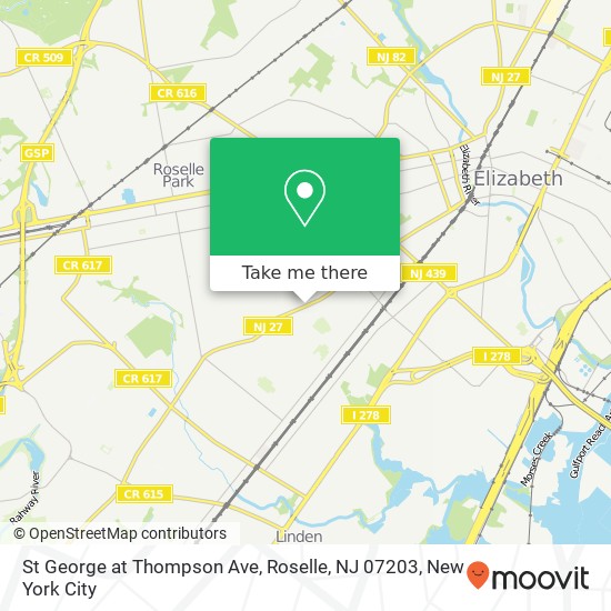 Mapa de St George at Thompson Ave, Roselle, NJ 07203
