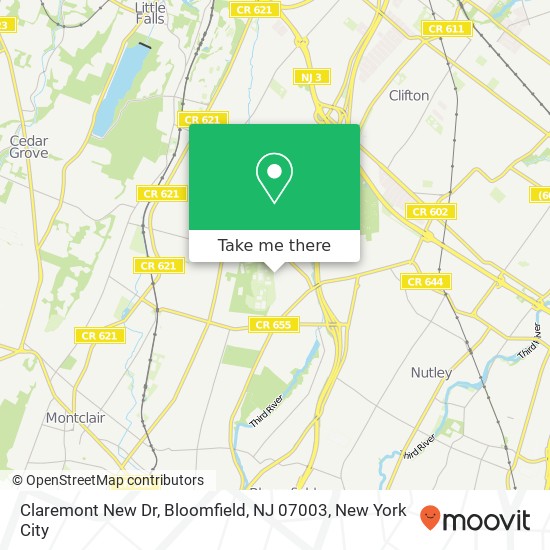 Claremont New Dr, Bloomfield, NJ 07003 map