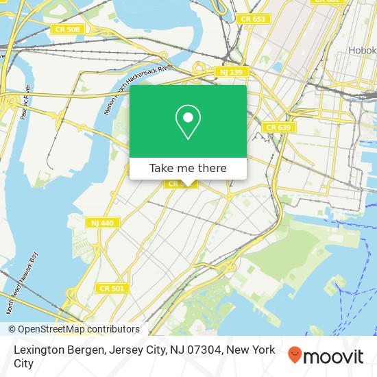Mapa de Lexington Bergen, Jersey City, NJ 07304