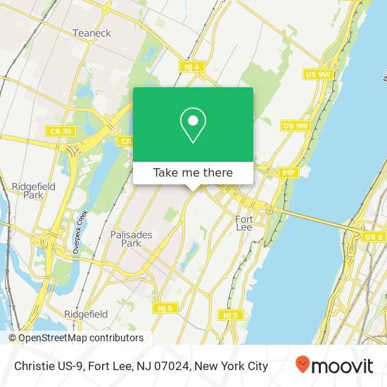 Mapa de Christie US-9, Fort Lee, NJ 07024
